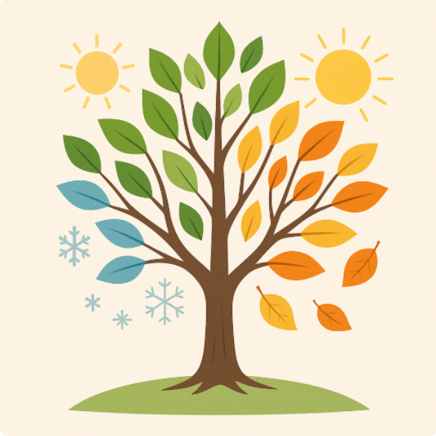 A tree with leaves in all seasons – symbolizing content that stays relevant year-round